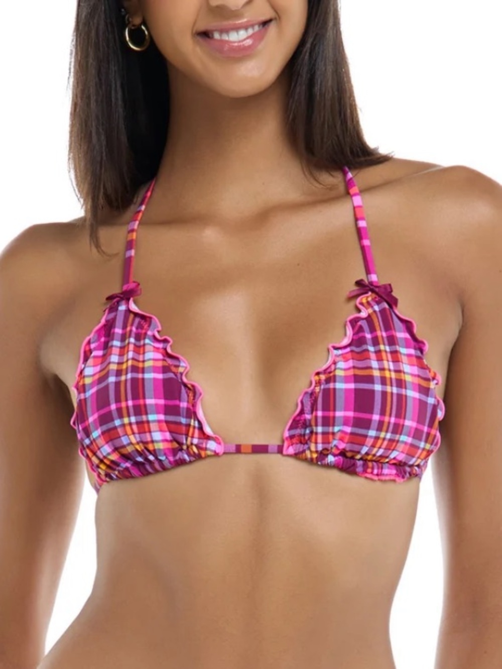 Body Glove | Pink Plaid Triangle Bikini Top in Bonnie